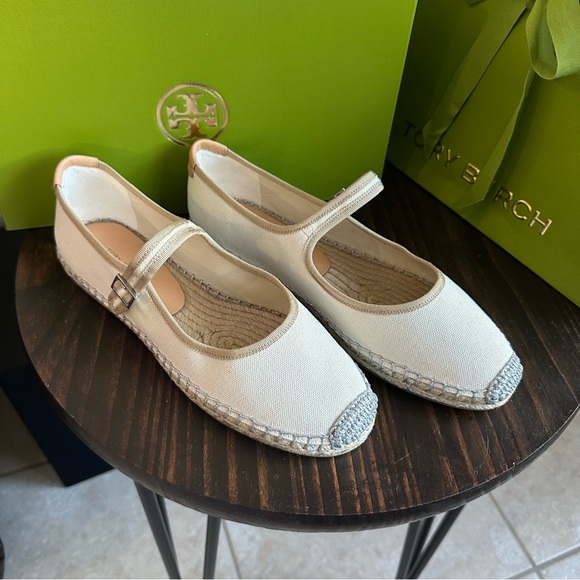 Tory Burch Cream Espadrille Mary flats